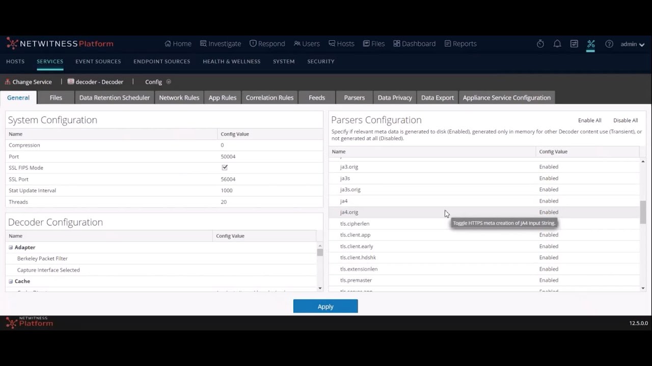 NetWitness Platform v12.5 - JA4 TLS Fingerprinting