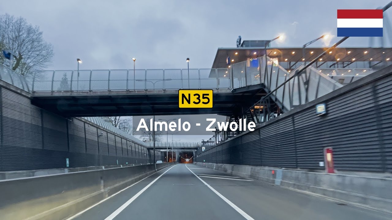 Driving in the Netherlands: Rijksweg N35 from Almelo (Wierden) to Zwolle