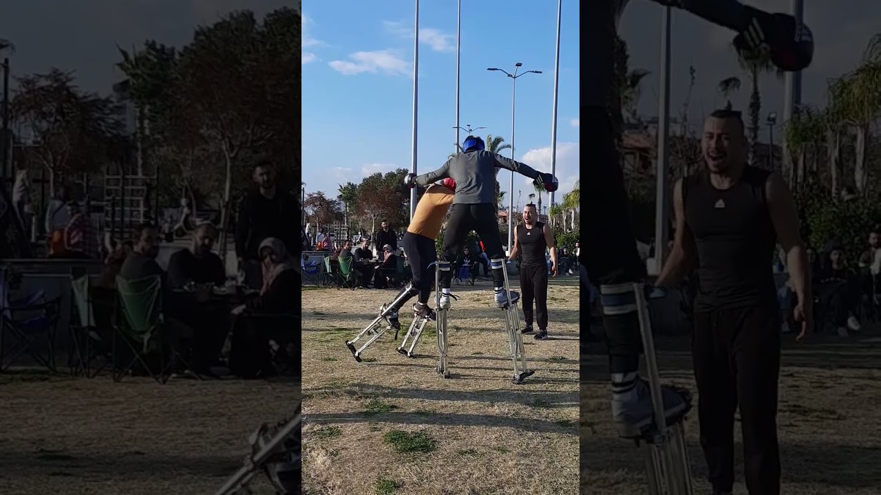 Boxing on stilts in Konyaalti Antalya. Бокс на ходулях в Коньяалты. Новый вид спорта в Анталии