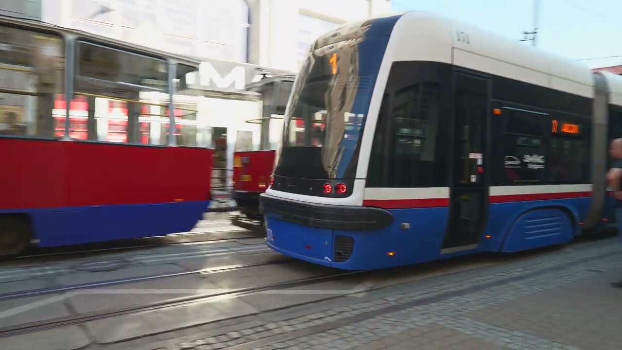 Poland, Bydgoszcz, tram 1 ride from Dworcowa to Garbary