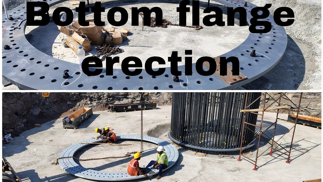 👉Bottom flange erection wind mila 👈#construction #windmill #foundation #hydra #work #like #share