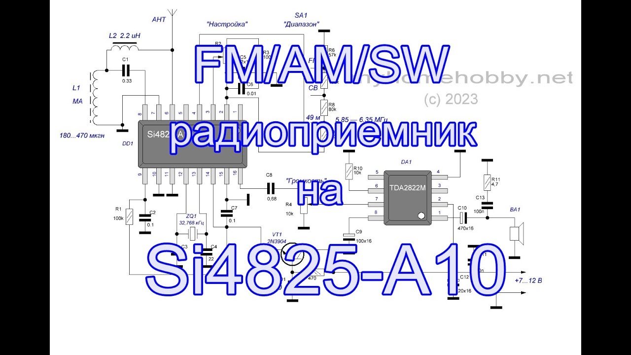 FM/AM/SW  радиоприемник на Si4825-A10.