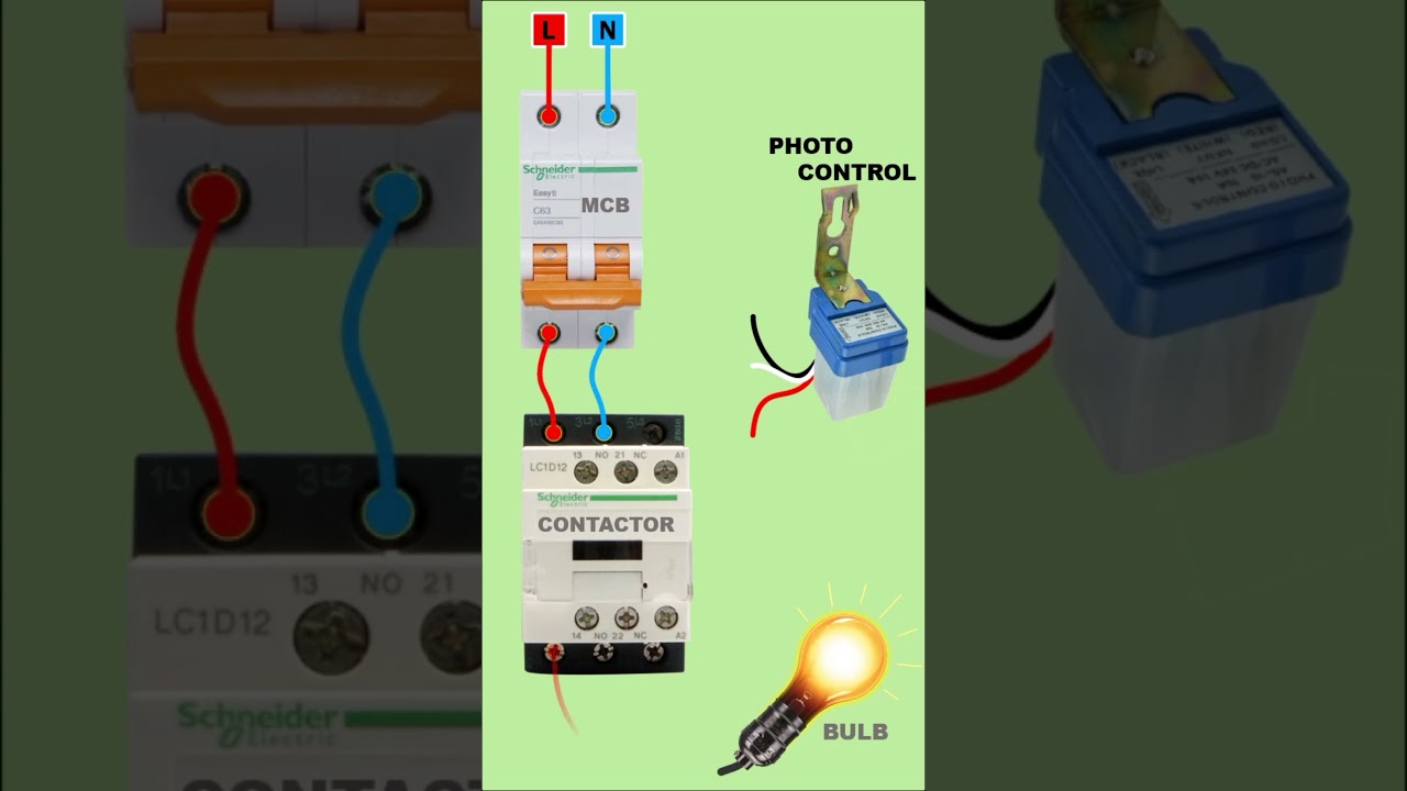 Photocell Sensor and Contactor Circuit #electrical #photocellconnection