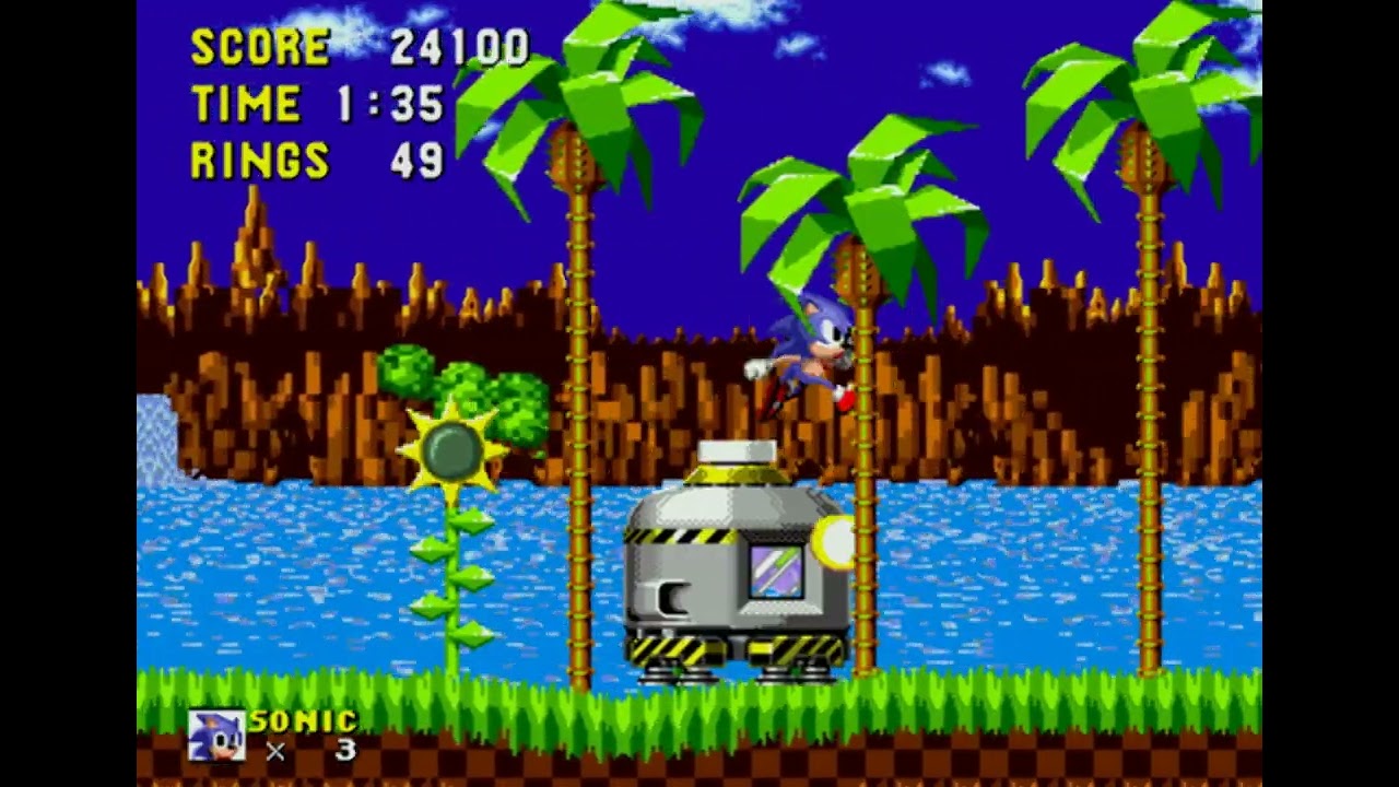 Папа играет в Sonic 1 на Sega Mega Drive 2