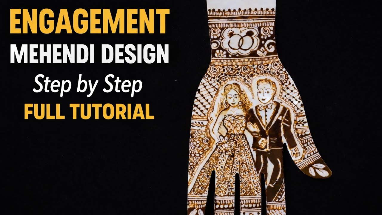 Engagement Couple Mehendi Design | Step by Step Full Tutorial | Bridal Mehendi Art