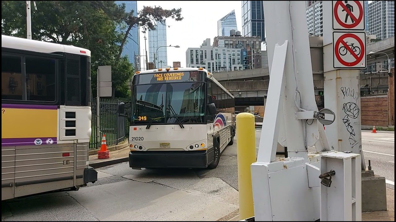 Bus action at Port Authority bus terminal