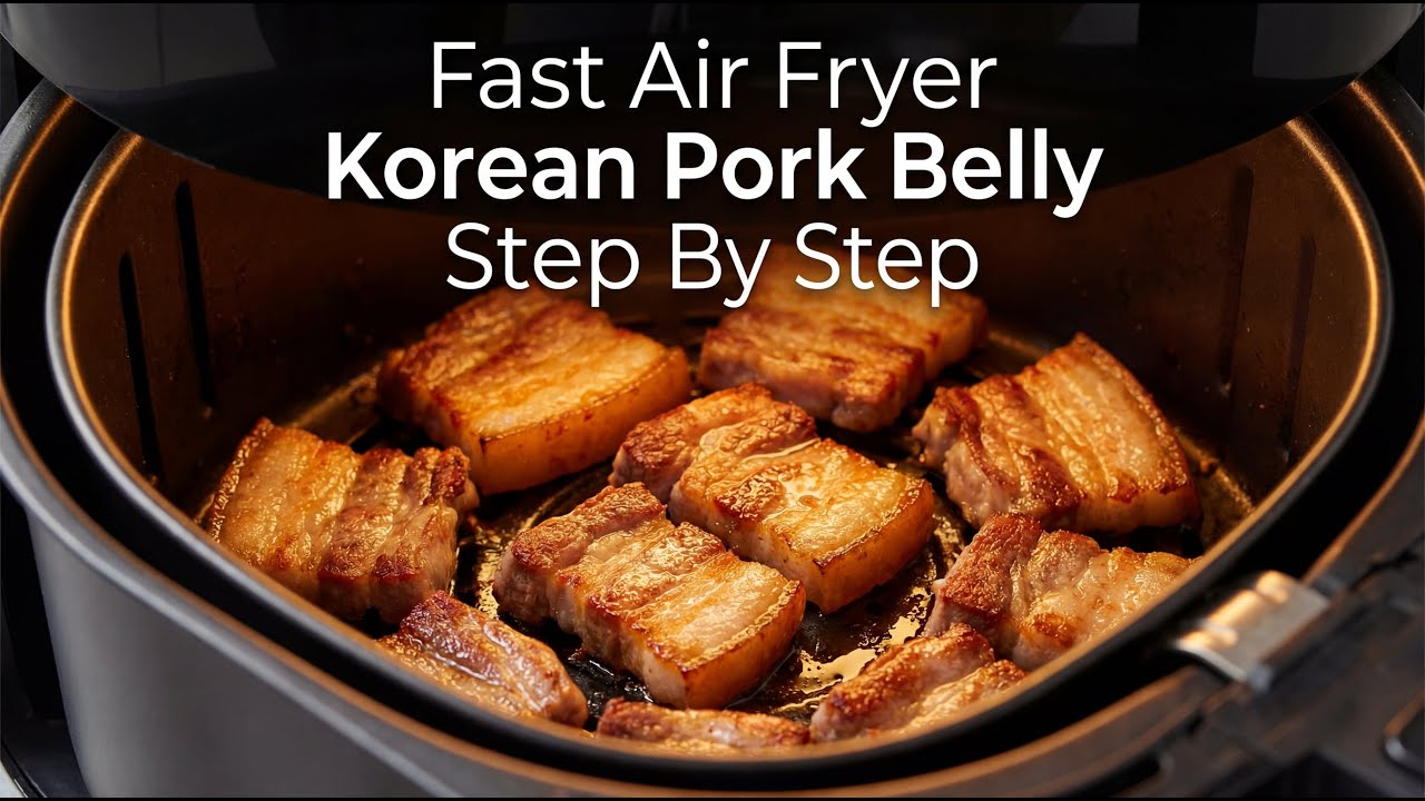 Fast Air Fryer Korean Pork Belly (Samgyeopsal) Cooking Guide Step By Step