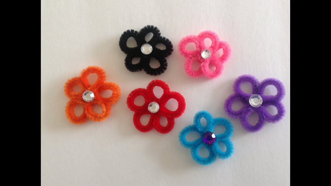 FLORES DE 5 PETALOS HECHAS CON LIMPIA PIPAS.- PIPE CLEANERS FLOWERS .