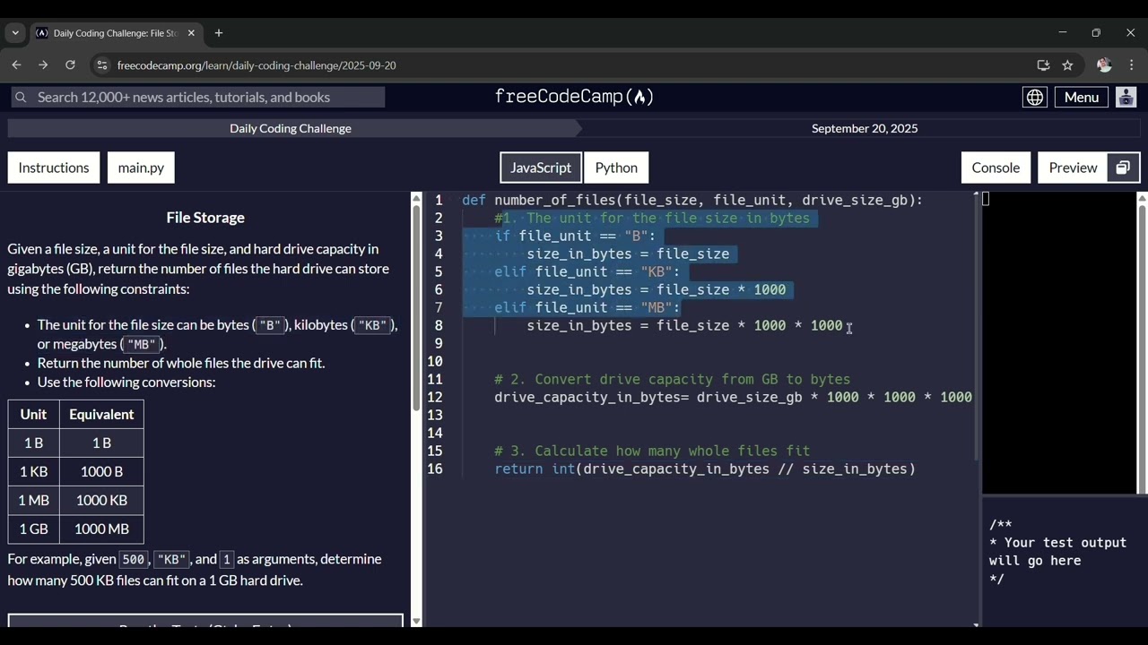 @freecodecamp freeCodeCamp Daily Coding challenge series 20_sept | File Storage | Python