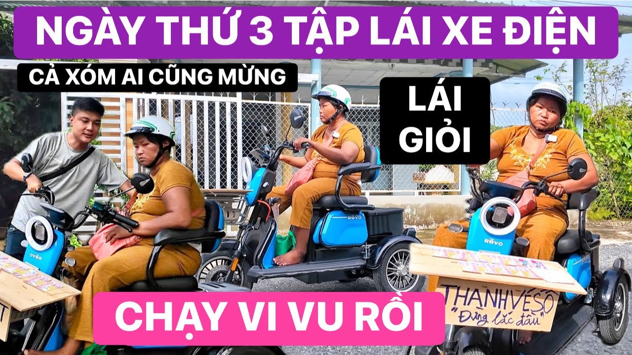 Kh&ocirc;ng thấy kh&ocirc;ng tin! Mới tập l&aacute;i xe 2 ng&agrave;y m&agrave; chị Thanh chạy xe qu&aacute; giỏi, cả x&oacute;m ai thấy cũng mừng