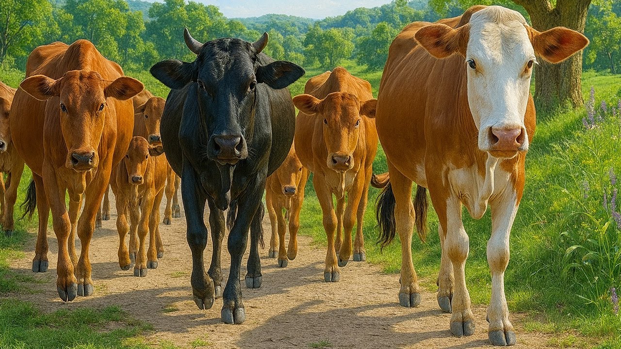 Video Menggiring Sapi Lembu Menuju Ke Kandang Peternakan Hewan Ternak Sapi Gembala- Bunyi sapi farm
