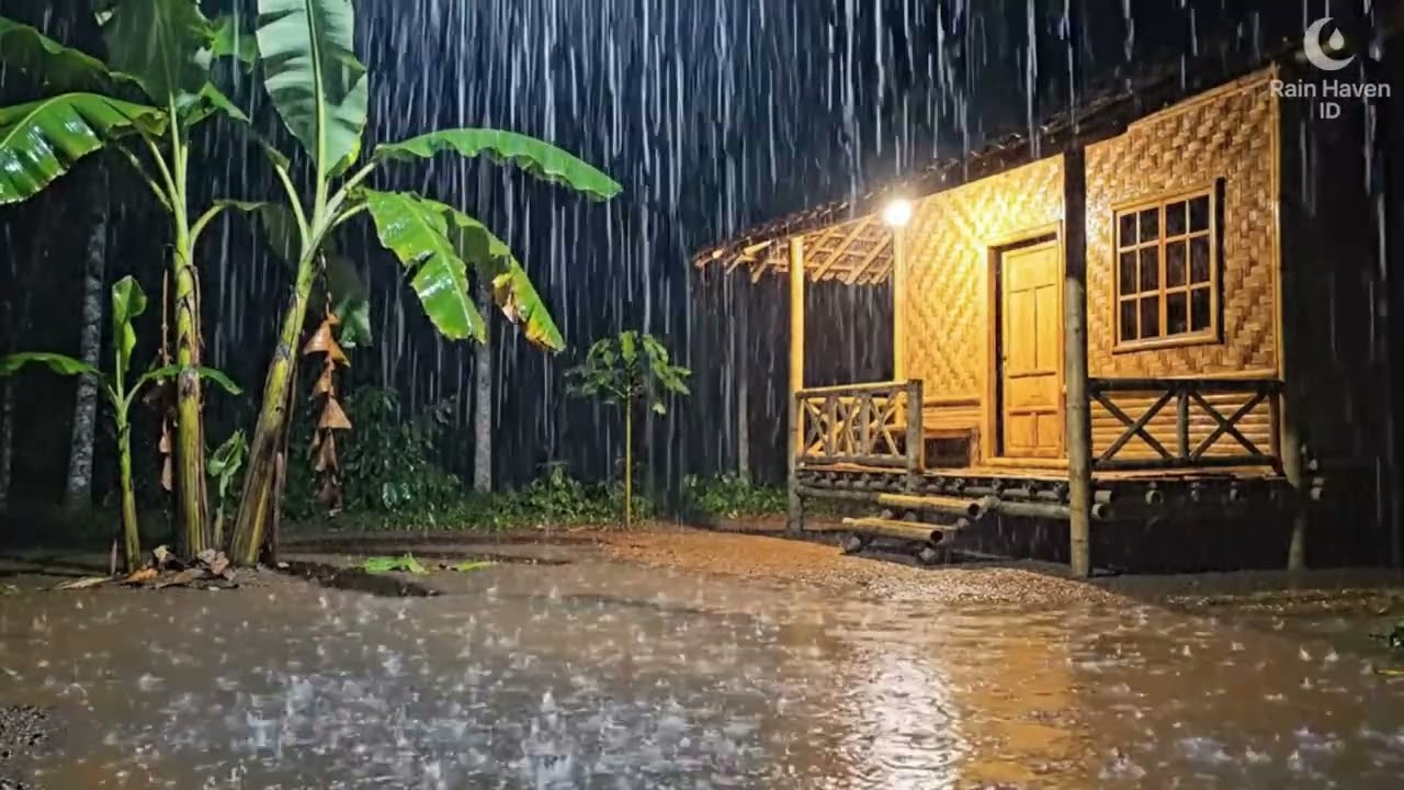 🌧️ A Rainy Night in a Bamboo House | The Comfort You've Been Missing | Rain Haven ID