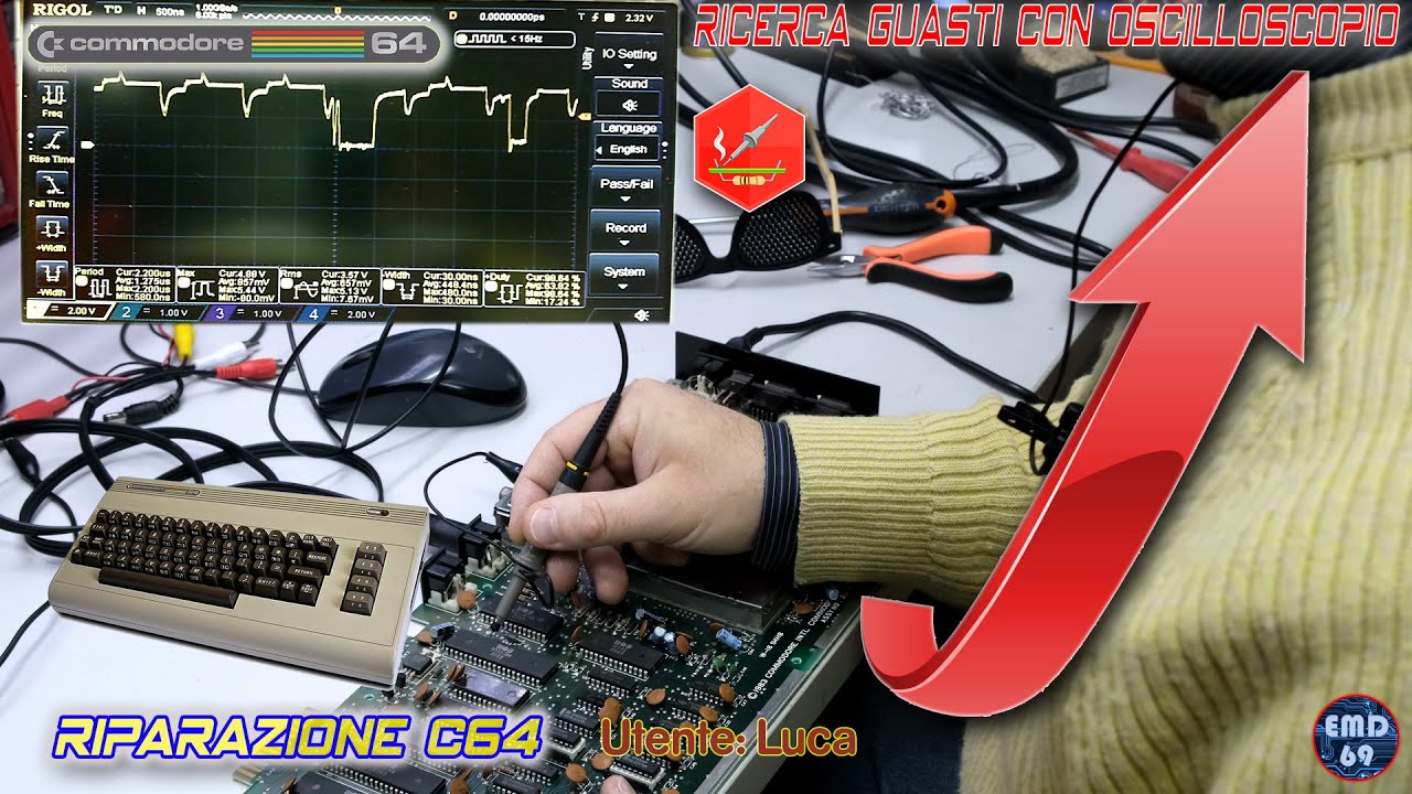 Riparazione #C64, ricerca guasti strumentale (oscilloscopio), probabile ultima riparazione C64 2022