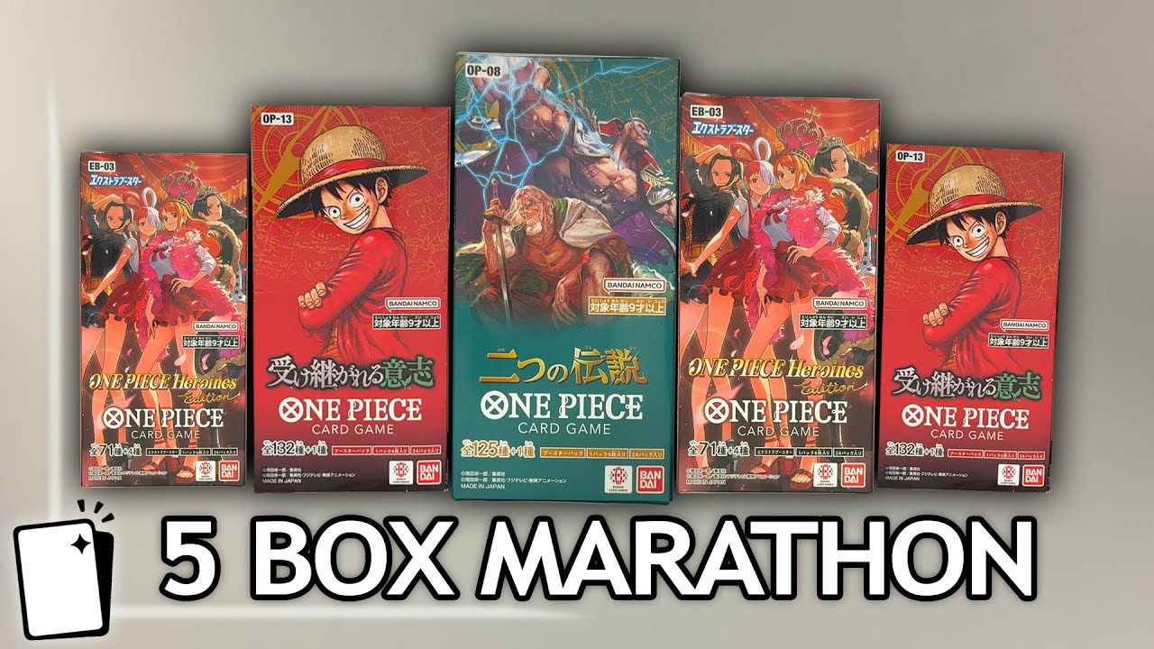 RELAXING One Piece TCG Marathon 📦 5 Booster Boxes Opening (OP-13, OP-08, EB-03) ASMR