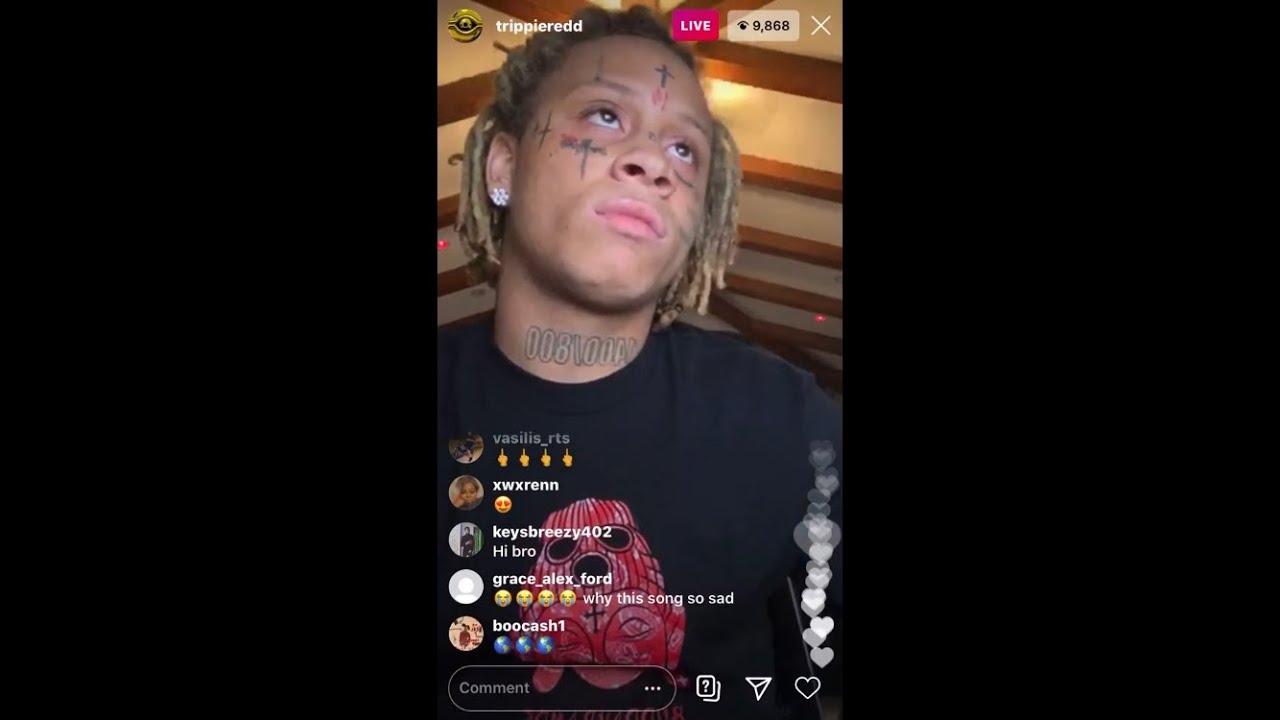 Trippie Redd listening to Juice Wrld on Instagram Live