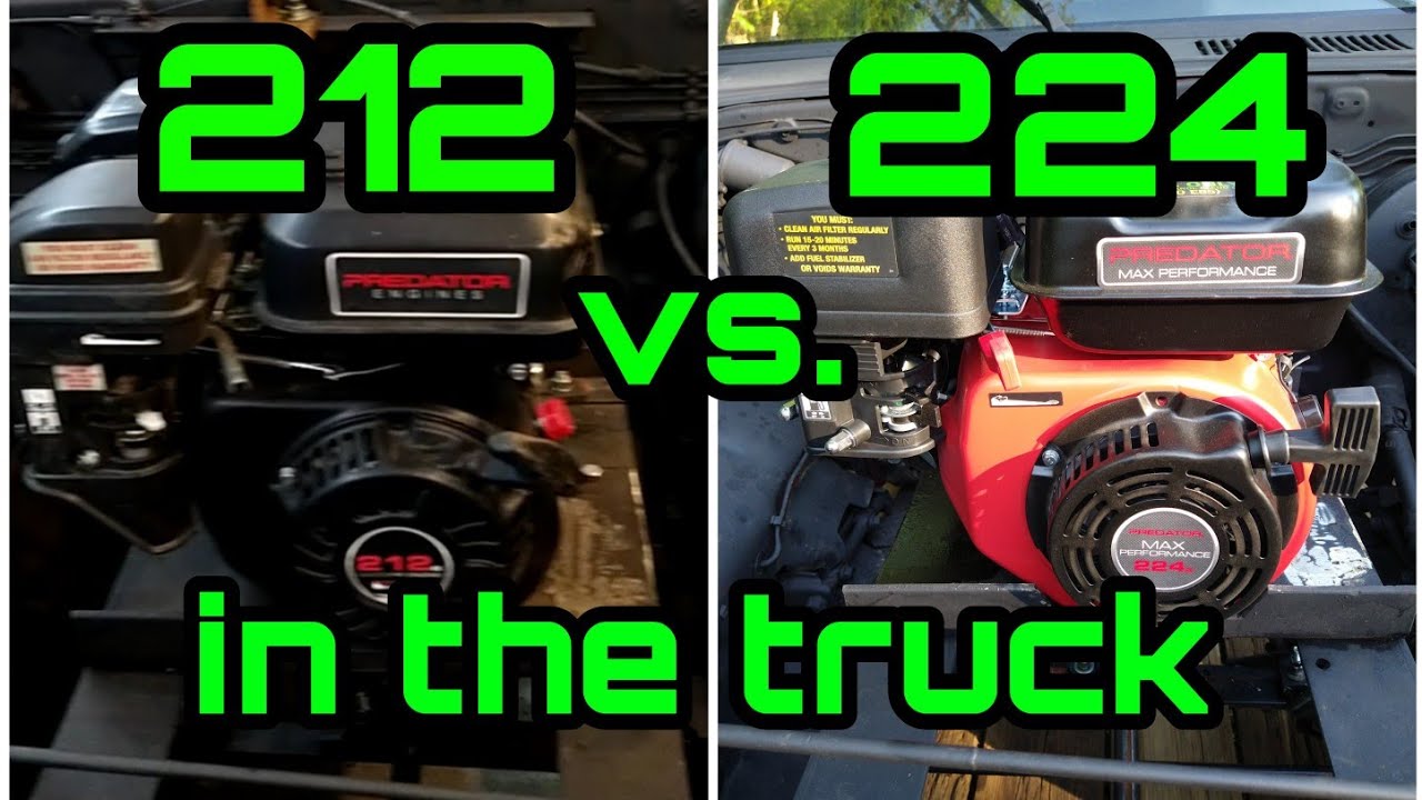 Predator 212 Vs.224 in the Keyfarm gokart engine powered truck. Harbor freight engine comparison .
