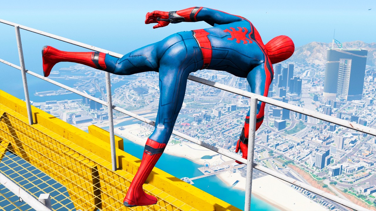 SPIDERMAN CRAZY JUMPS/FALLS #17 (GTA 5 Spider-Man Fails)