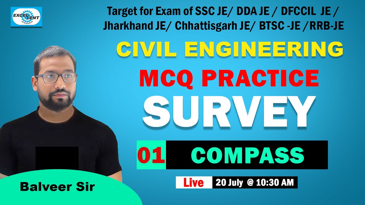 #01 II  Compass II Survey II  MCQ Practice II Civil Engineering  II Live @ 10:30 AM