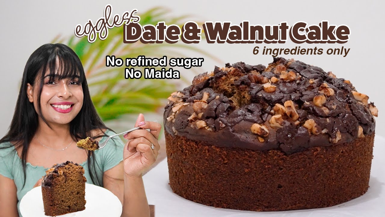 DATES WALNUT CAKE EGGLESS | Healthy, No Refined flour, No Sugar Cake | Shreya Krishna