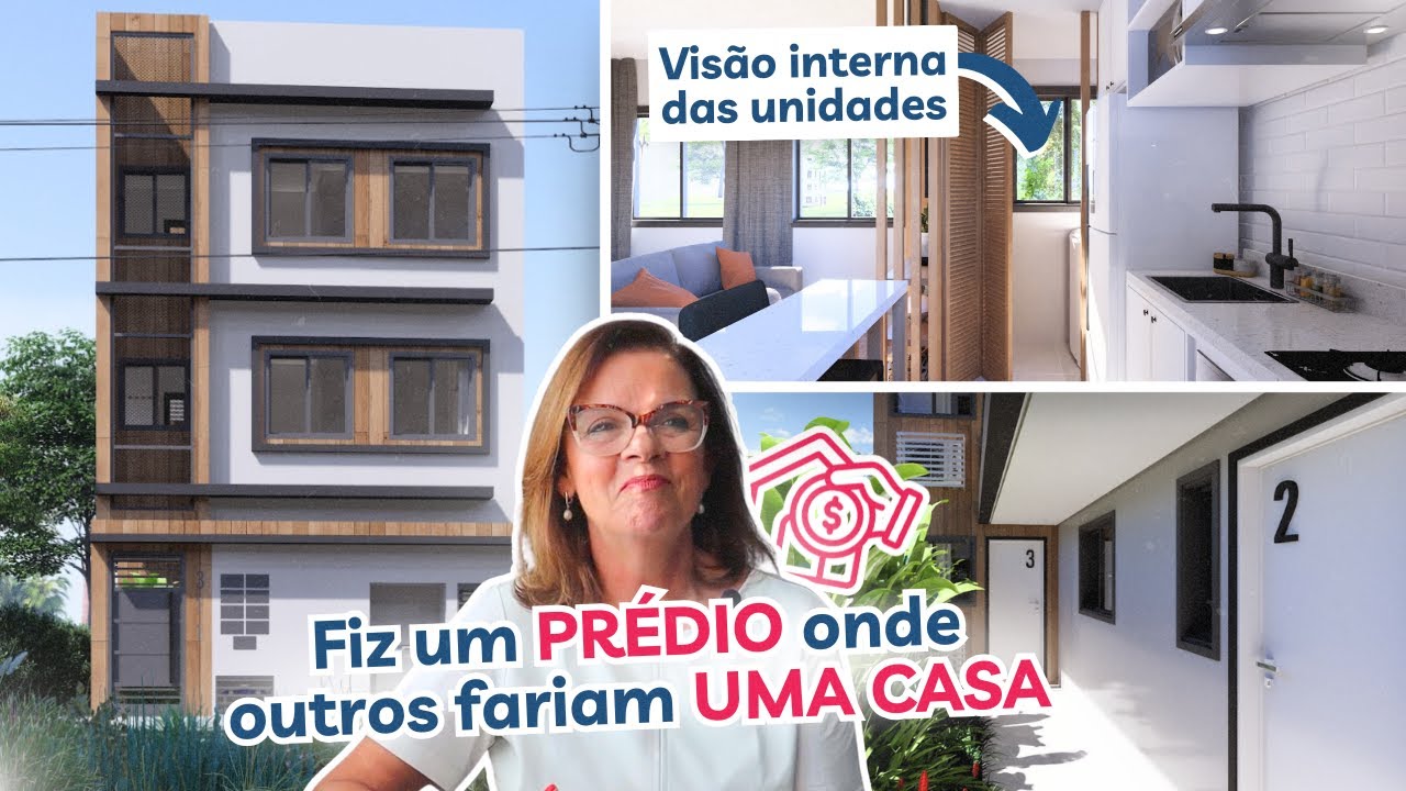 Como fica um PRÉDIO em Terreno de 160m²? 9 Kitnets Studio de 18 a 26m² | Renda Extra com Aluguel