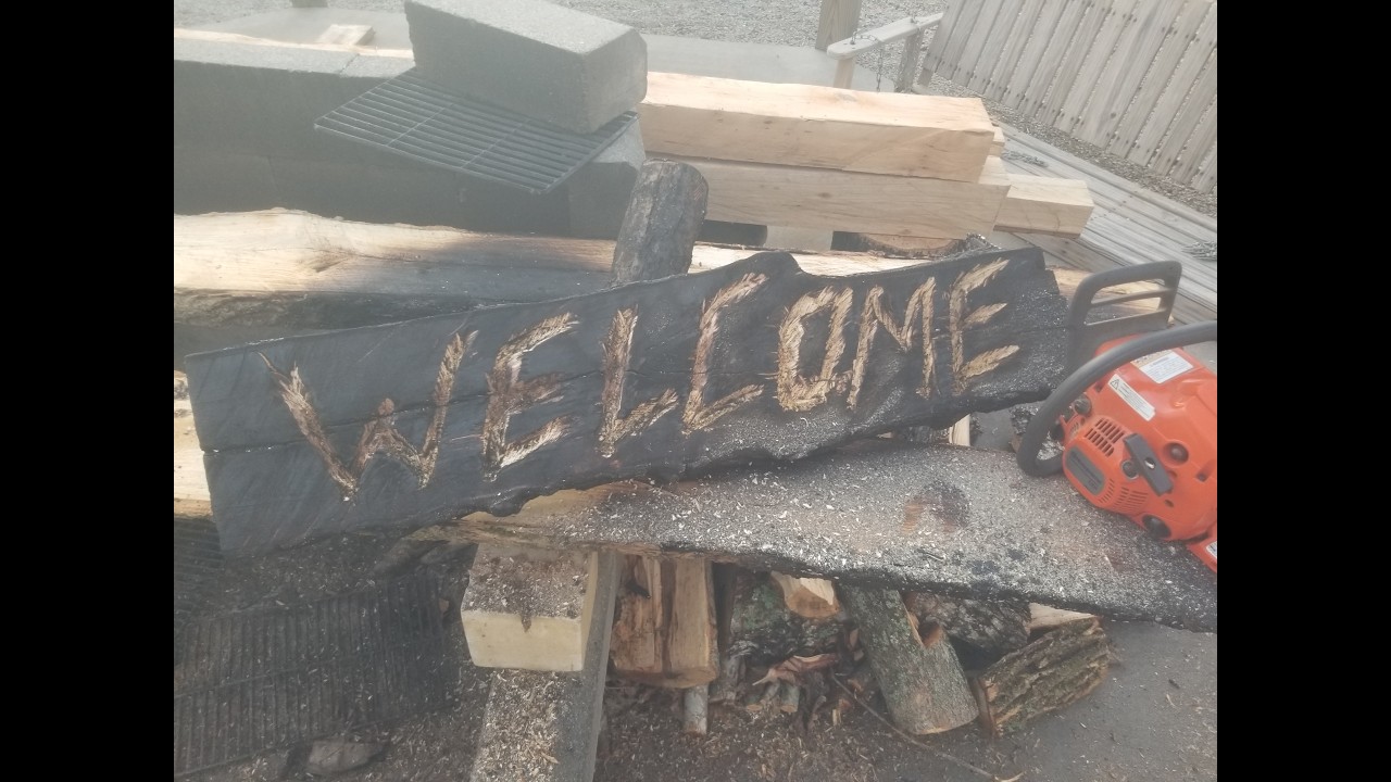 DIY Rustic Log Slab Bench Top Charred! (Shou Sugi Ban) Method Part 1
