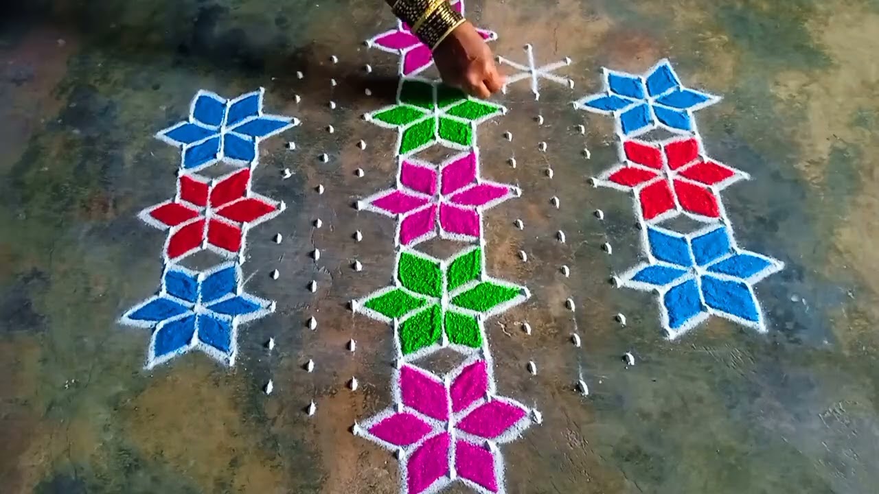 Ugadi festival special🌺 beautiful rangoli15+8 dots easy🌺 rangoli design