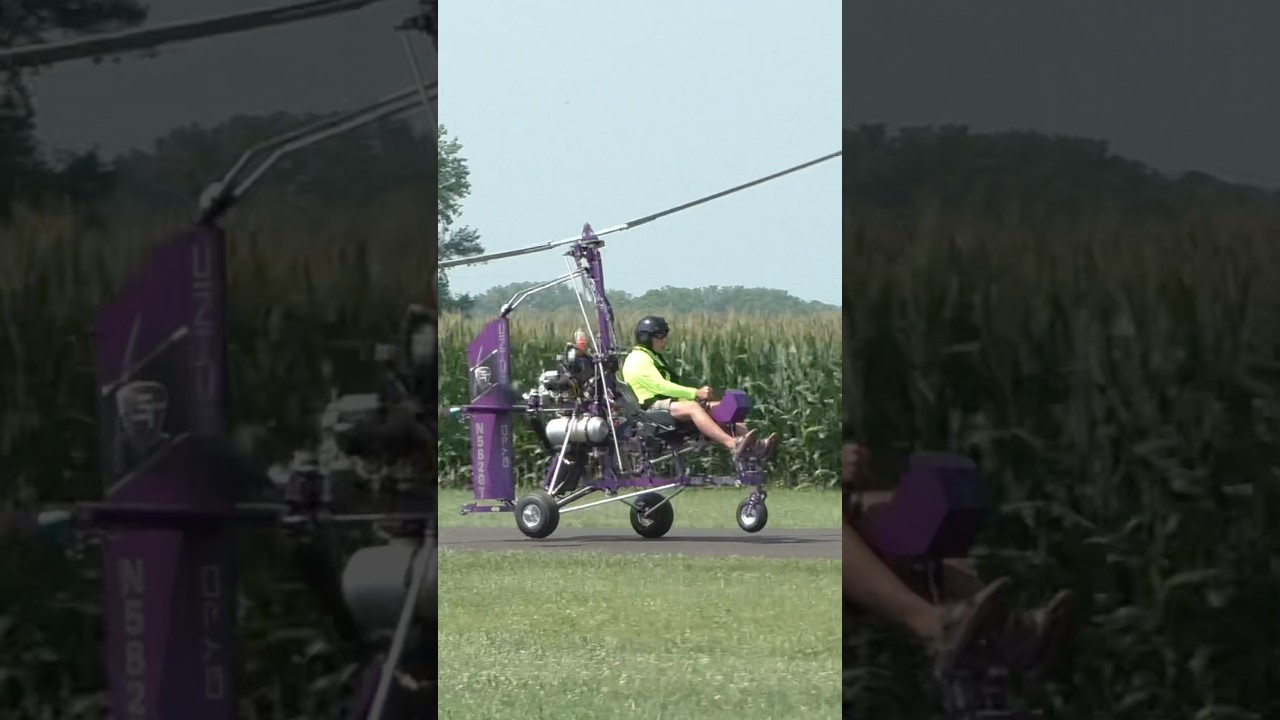 GyroCopter takeoff Mentone Indiana (Gyro Technic)