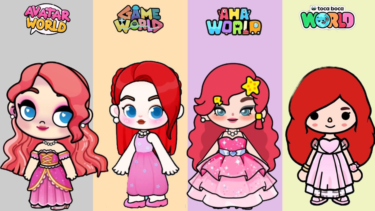 🩷✨Ariel Disney Princess Inspired Look In 4 Gameplay #pazu #ahaworld #tocaboca #gameworld 