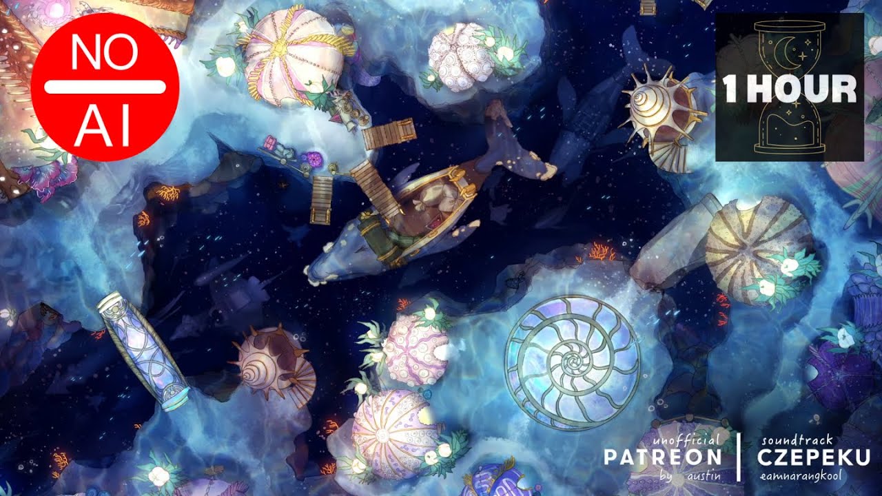 [1 HOUR] Underwater Harbor Ambience | Merfolk Marina | D&D / TTRPG Music (No AI)