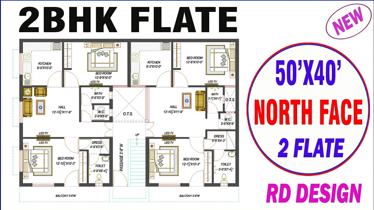 40 x 50 House Design | 2bhk Flat Design |  RD DESIGN