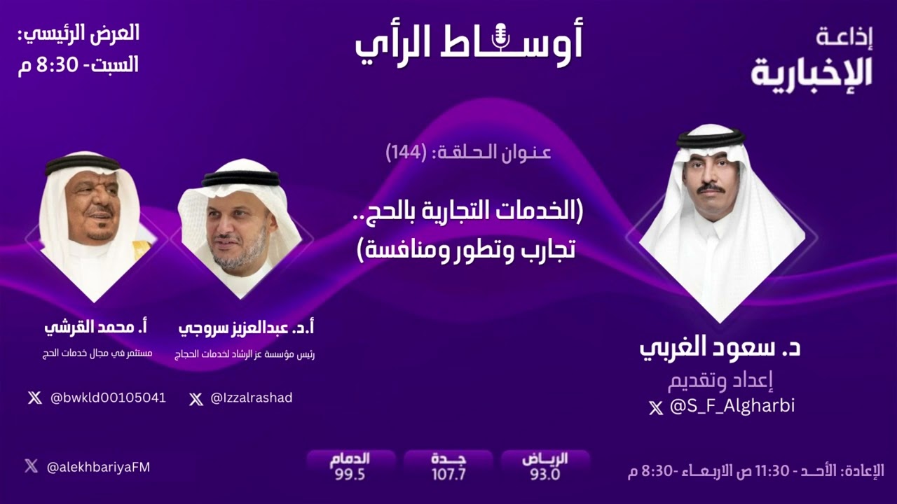 الخدمات التجارية بالحج.. تجارب وتطور ومنافسة | حلقة 144 من برنامج أوساط الرأي - إذاعة الإخبارية