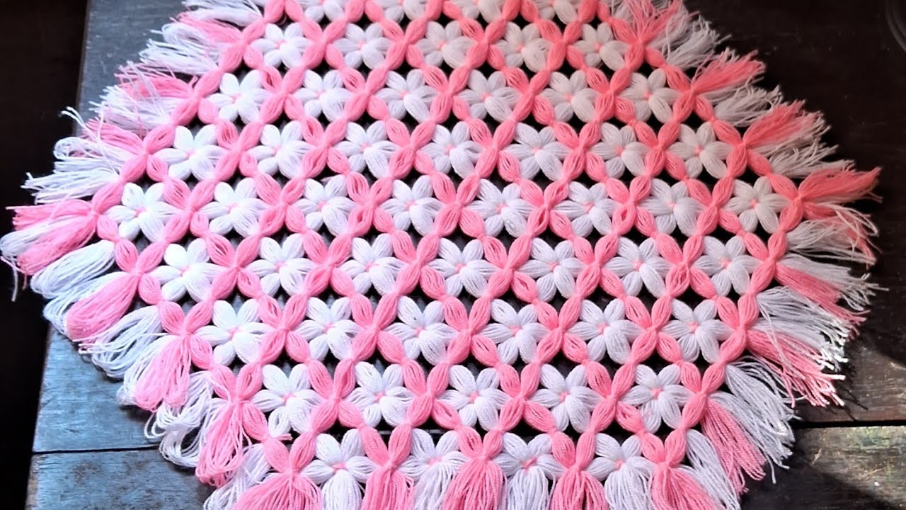 woolen table mat new design (making in wooden frame)easy and simple  design