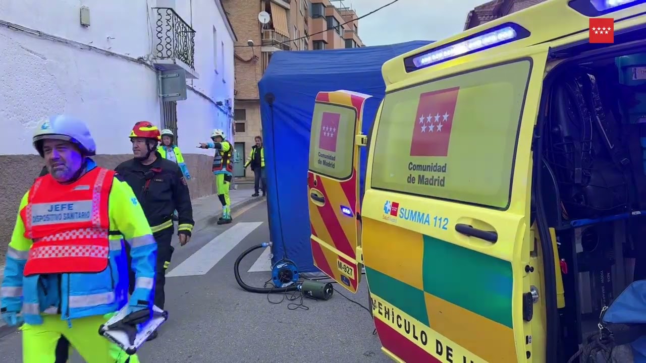 Accidente de tráfico en Valdemoro de un autobús municipal que impacta contra un muro