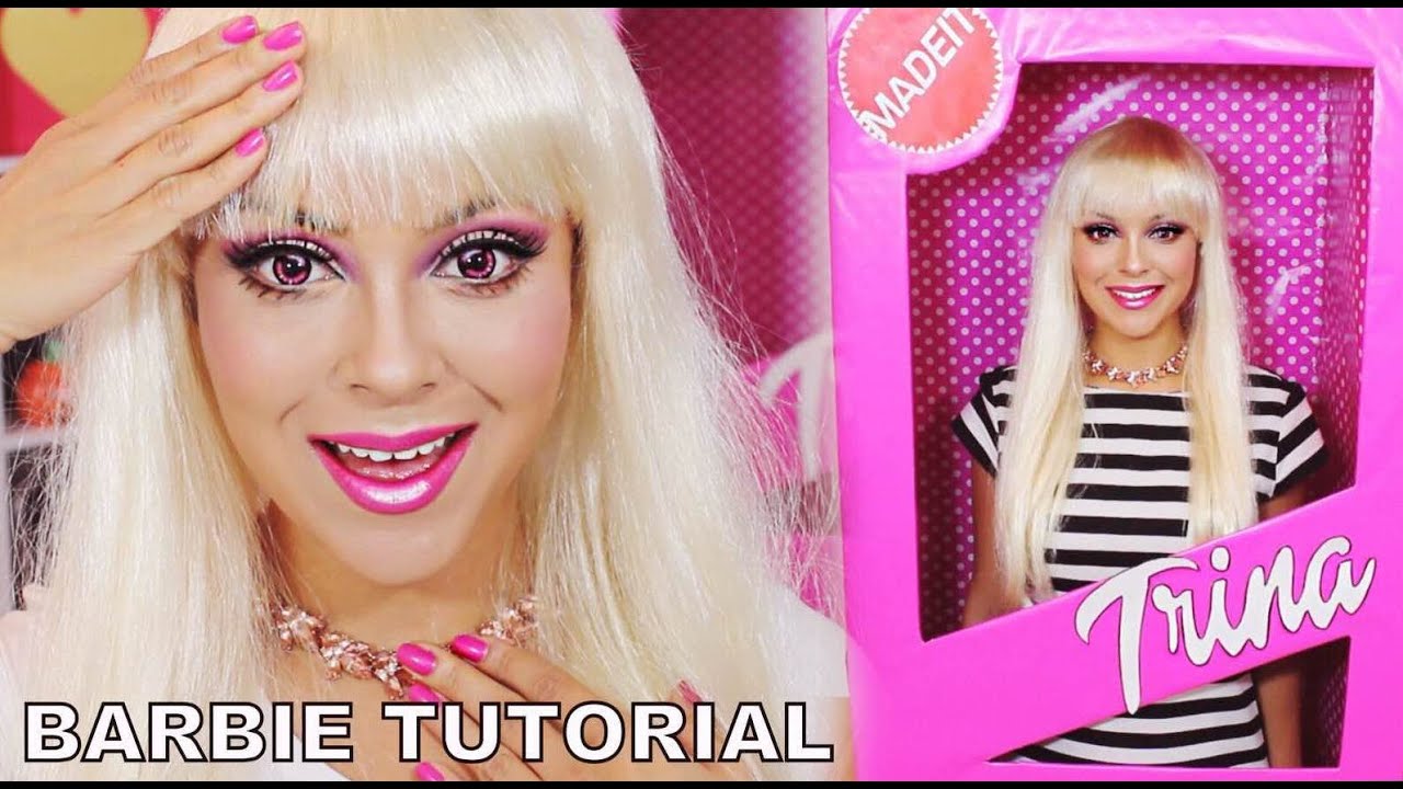 Barbie Makeup Tutorial | Halloween Barbie Box Costume - TrinaDuhra