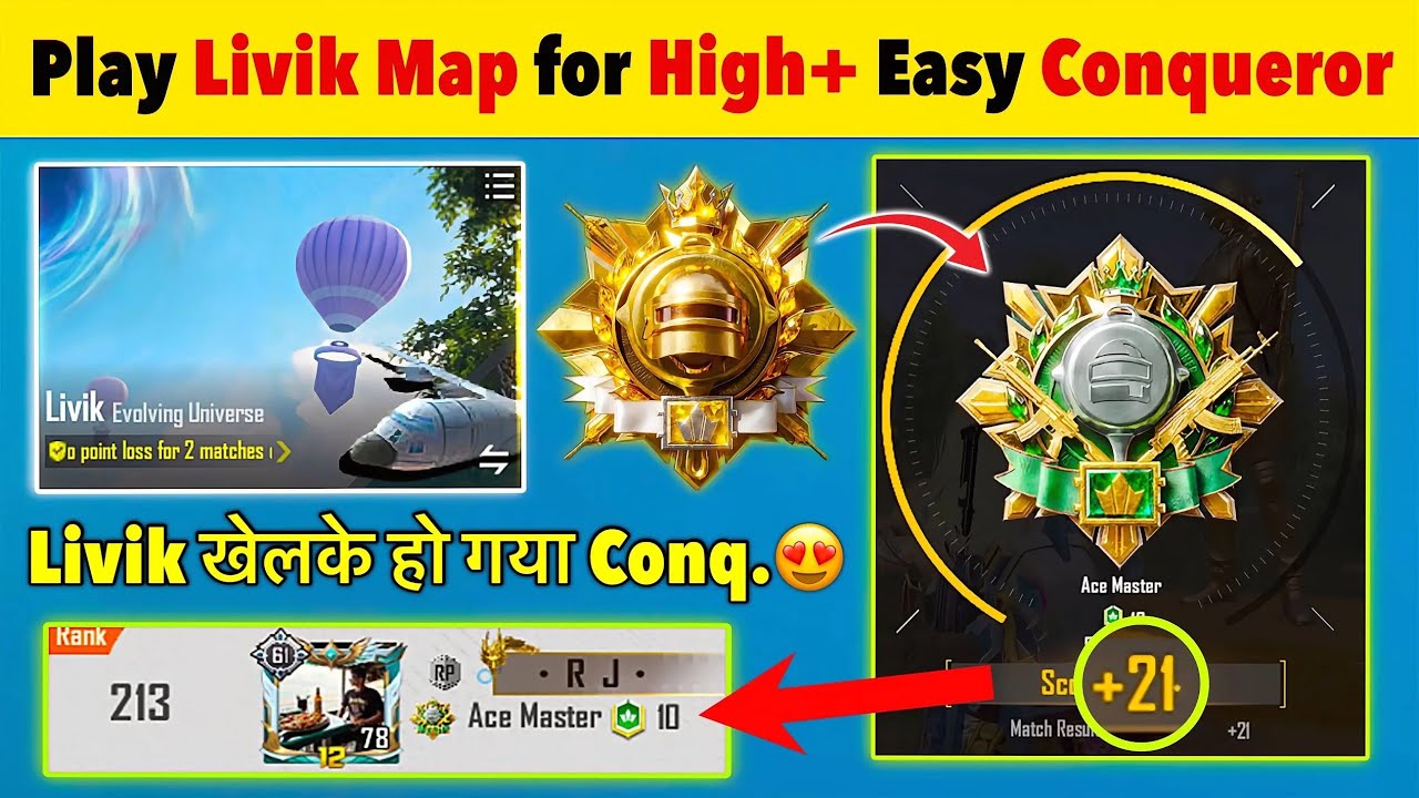 Day 14 😱 Conqueror Points (Solo/Duo/Squad) | Livik Map High+ Easy Push 🔥 | BGMI Tips & Tricks