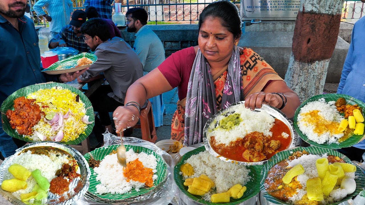 Cheapest RoadSide Unlimited Meals | Indian Street Food | #Meals #Vegmeals #NonVegMeals