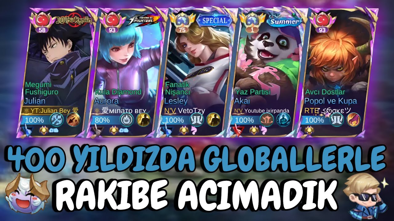 400 YILDIZ DA GLOBALLERLE BİRLİKTE RAKİBE ACIMADIK(KOORDİNELİ MAÇ)! - Mobile Legends