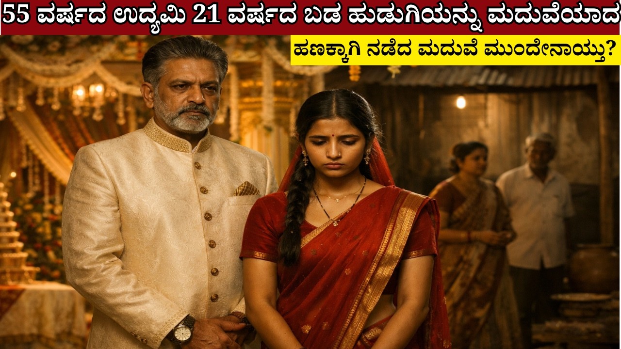 55 ವರ್ಷದ ಉದ್ಯಮಿ 21 ವರ್ಷದ ಬಡ ಹುಡುಗಿಯನ್ನು ಮದುವೆಯಾದ | ಹಣಕ್ಕಾಗಿ ನಡೆದ ಮದುವೆ ಮುಂದೇನಾಯ್ತು | Story Kannada