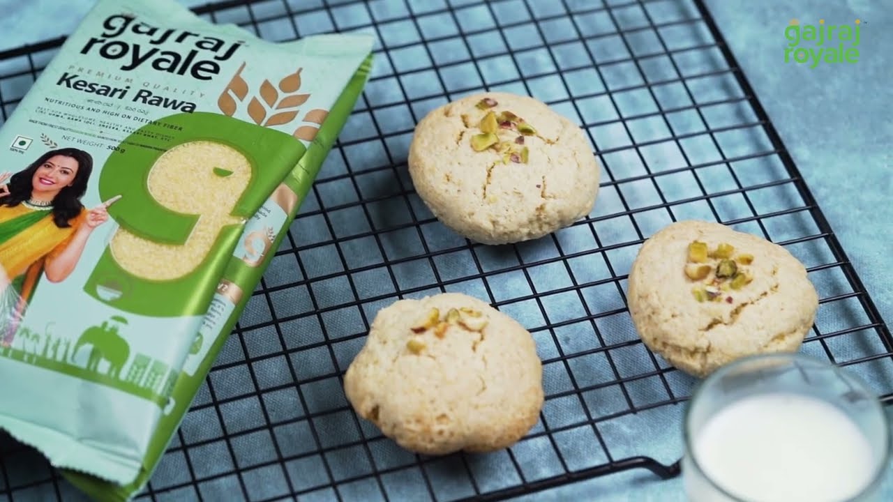 Rawa Cookies | ರವೆ ಕುಕೀಸ್ | రవ్వ కుకీస్  | Gajraj Royale Kesari Rawa