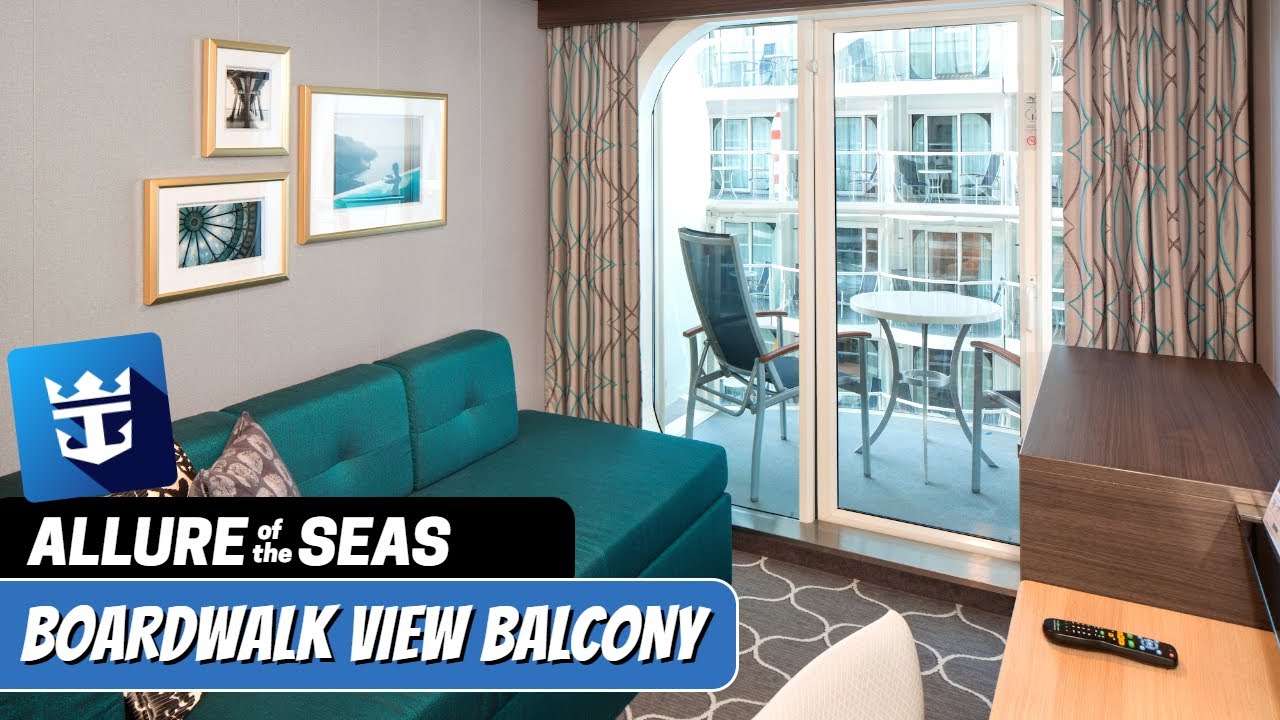 Allure of the Seas | Boardwalk View Balcony Stateroom Tour & Review 4K | Royal Caribbean Cruise