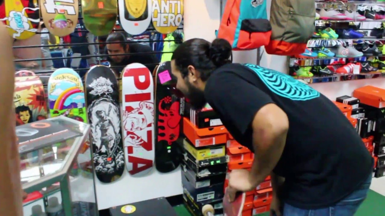Board setup at the skate shop