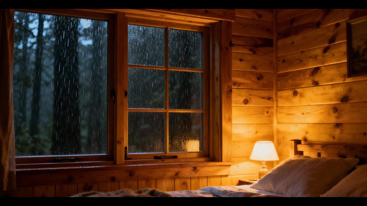 Rain Outside Warm Cabin 🌧️ Sleep in Minutes | ASMR 