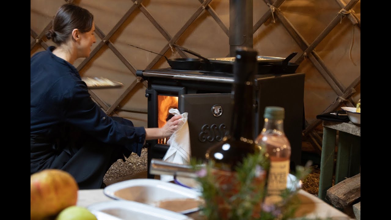 Kombucha blinis with apple compote baked in the ESSE Lightheart stove at River Cottage HQ in Devon