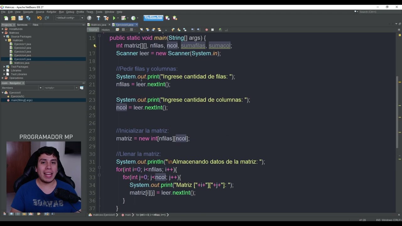 ¡PROGRAMACIÓN EN JAVA DESDE CERO 2026! | MATRICES | Clase 72: Ejercicio 5: Suma de filas y columnas