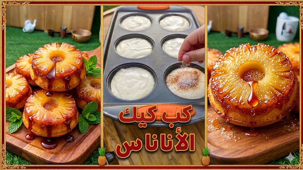 (59) طريقة عمل كب كيك الأناناس بصوص الكراميل  Pineapple cupcake with caramel sauce recipe