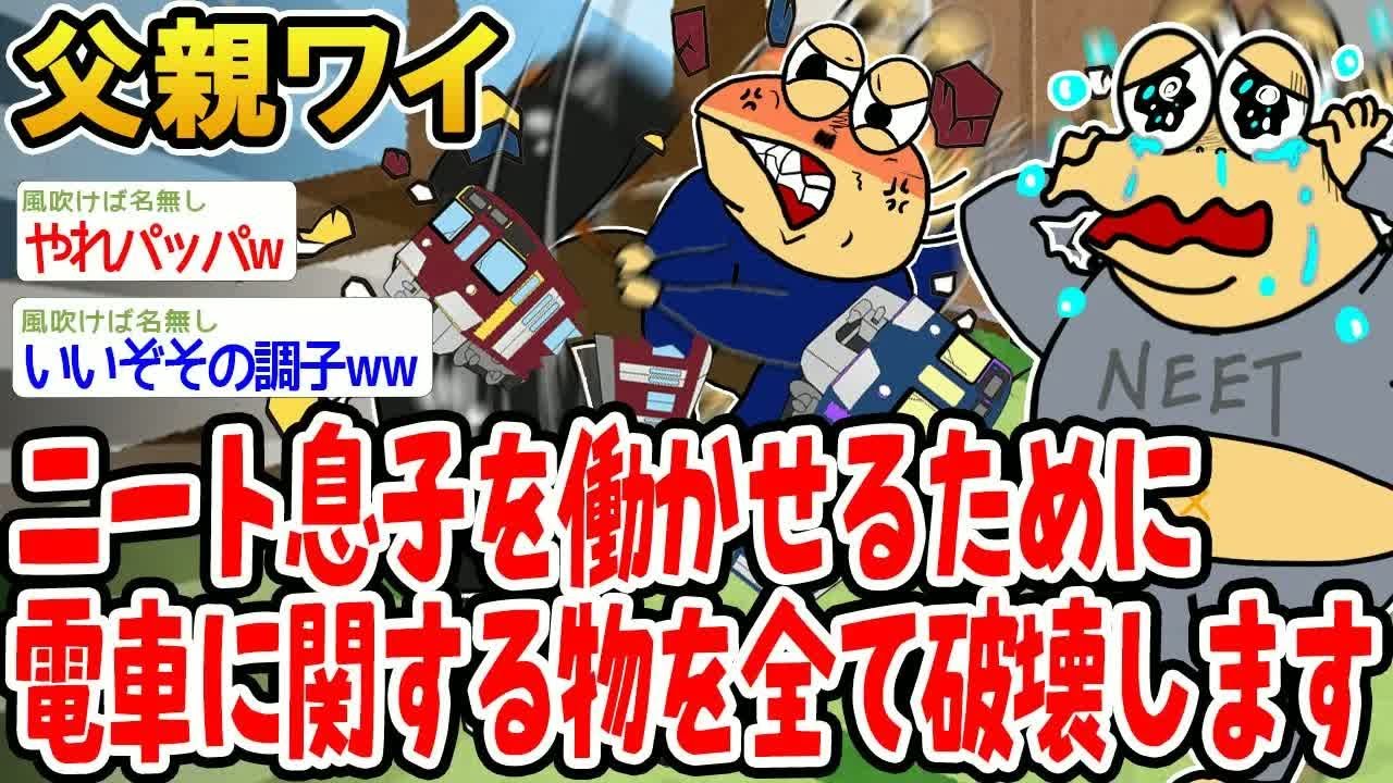 ニート息子を働かせるために電車に関する物を全て破壊します