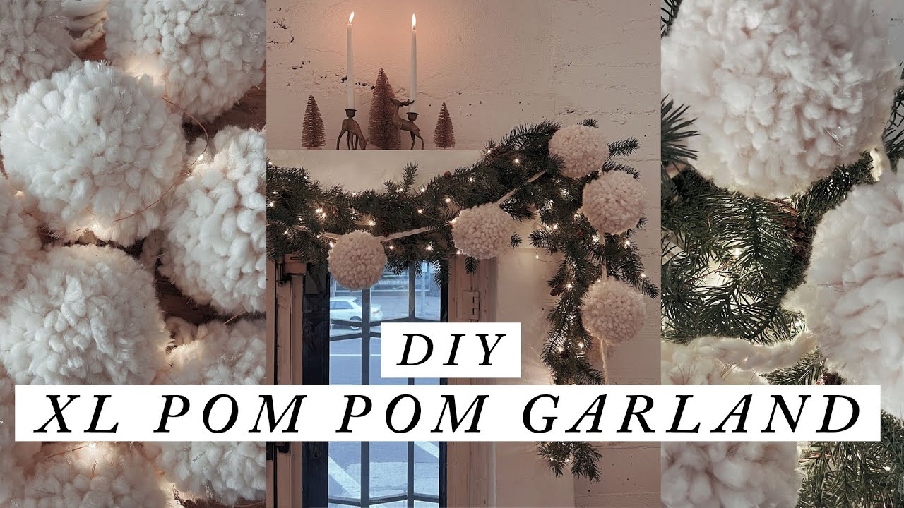 Anthropologie Holiday Garland Dupe! | DIY XL Pom Pom Garland | Easy Holiday Decor