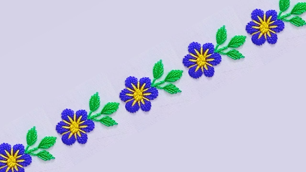 Easy border design hand embroidery 🪡|Hand Embroidery Flowers Design 🌻🌹