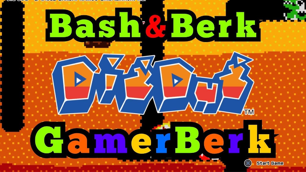 Berk plays retro game Dig Dug.  From Namco.