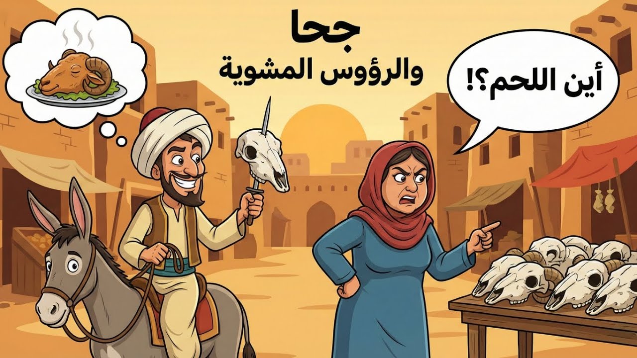 ​أذكى كذبة في التاريخ.. جحا والجمجمة الفارغة! 🍖💀​جحا اشترى 